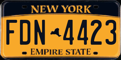 NY license plate FDN4423