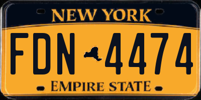NY license plate FDN4474