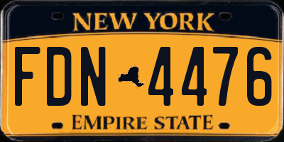 NY license plate FDN4476