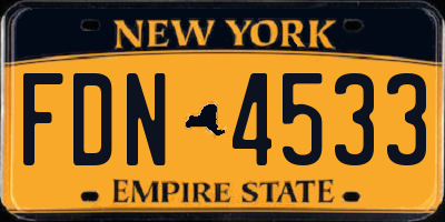 NY license plate FDN4533