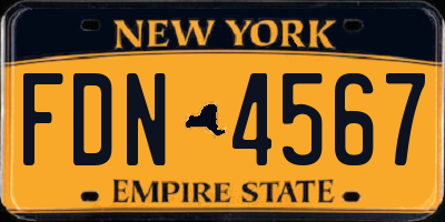 NY license plate FDN4567