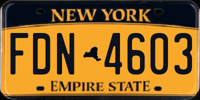 NY license plate FDN4603
