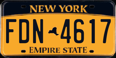NY license plate FDN4617