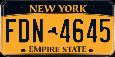 NY license plate FDN4645