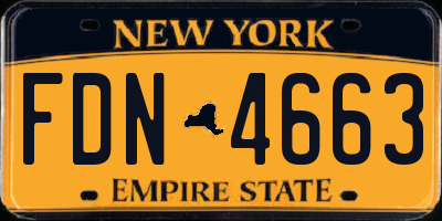 NY license plate FDN4663