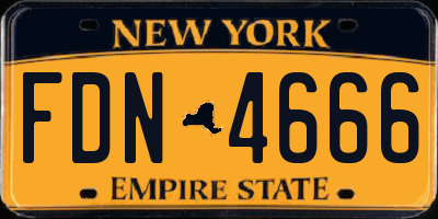 NY license plate FDN4666