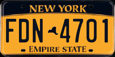NY license plate FDN4701