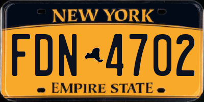 NY license plate FDN4702