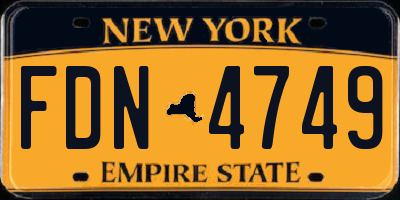NY license plate FDN4749