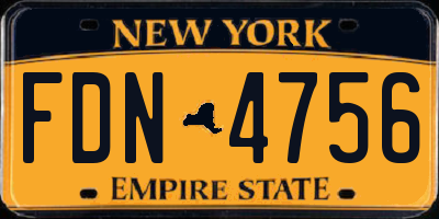 NY license plate FDN4756