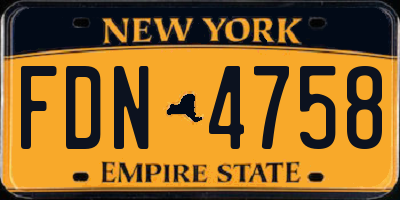 NY license plate FDN4758