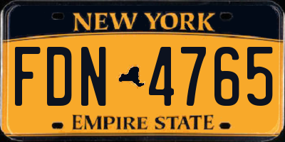 NY license plate FDN4765
