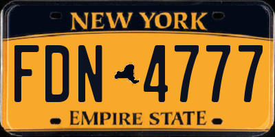 NY license plate FDN4777