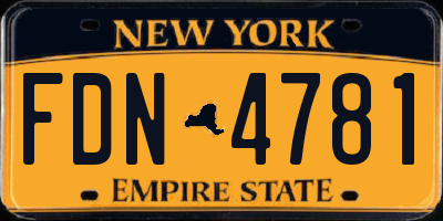NY license plate FDN4781