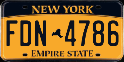 NY license plate FDN4786