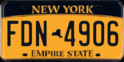NY license plate FDN4906