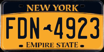 NY license plate FDN4923