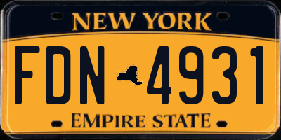 NY license plate FDN4931