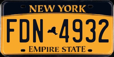 NY license plate FDN4932