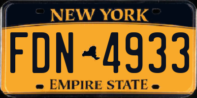 NY license plate FDN4933