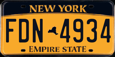 NY license plate FDN4934