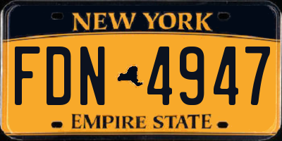 NY license plate FDN4947