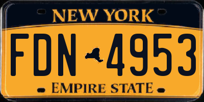 NY license plate FDN4953