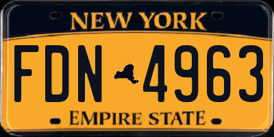 NY license plate FDN4963