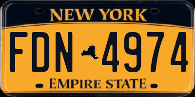 NY license plate FDN4974