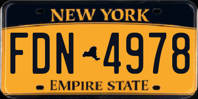 NY license plate FDN4978