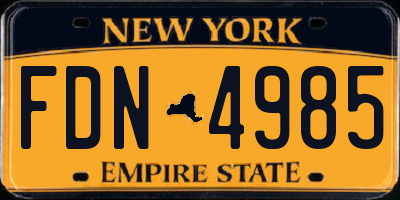 NY license plate FDN4985