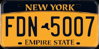 NY license plate FDN5007