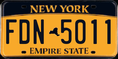 NY license plate FDN5011