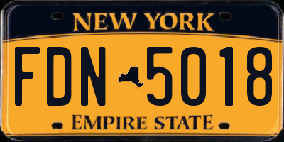 NY license plate FDN5018