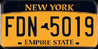 NY license plate FDN5019
