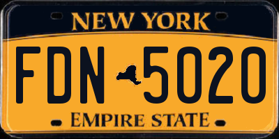 NY license plate FDN5020
