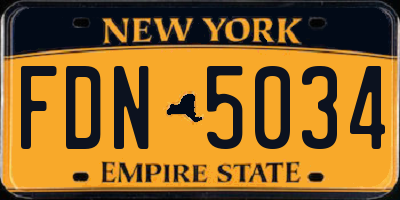NY license plate FDN5034