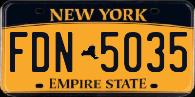 NY license plate FDN5035