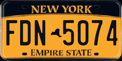 NY license plate FDN5074