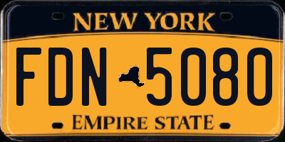 NY license plate FDN5080