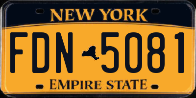 NY license plate FDN5081