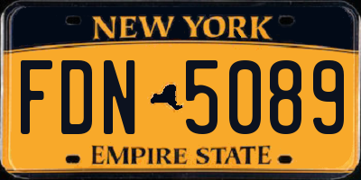 NY license plate FDN5089