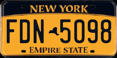 NY license plate FDN5098