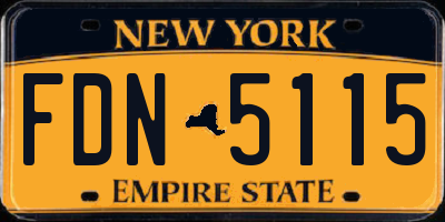 NY license plate FDN5115
