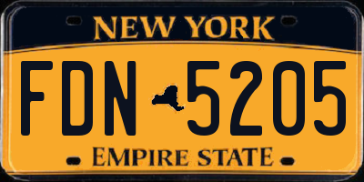 NY license plate FDN5205