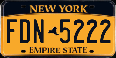 NY license plate FDN5222