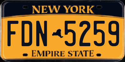 NY license plate FDN5259