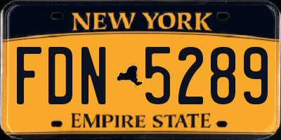 NY license plate FDN5289
