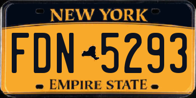 NY license plate FDN5293