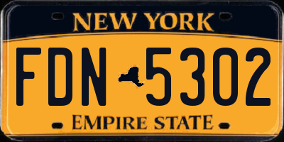 NY license plate FDN5302